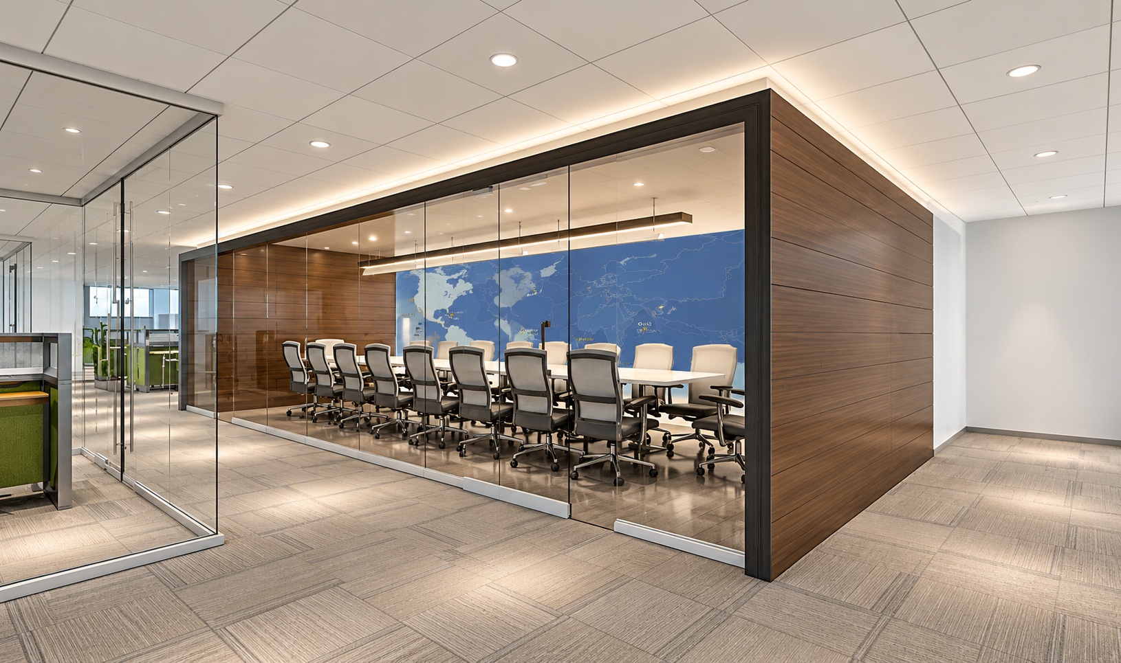Modern Glass Conference Room Corridor